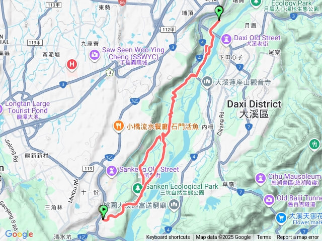 大溪河濱公園到三坑大平紅橋來回