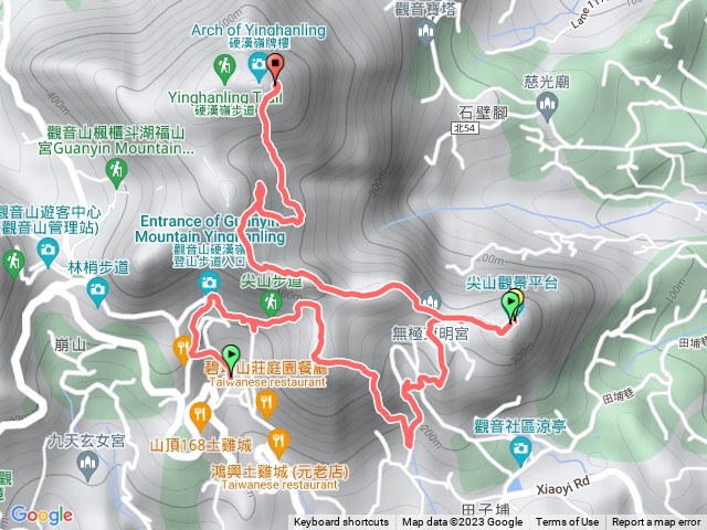 觀音山鷹仔尖占山潮音尖盤絲尖硬漢嶺楓櫃斗湖