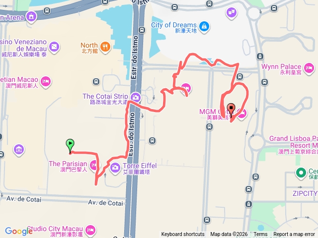 2026.01.11巴黎人酒店往美高梅酒店軌跡