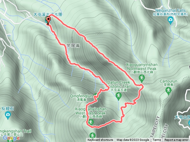 大屯溪古厝-竿尾崙-小觀音山西北峰-小觀音山西西峰-清風崙-大屯溪古道-古厝