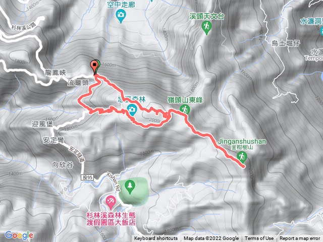 留龍頭、嶺頭山、嶺頭山東峰、金柑樹西北峰、金柑樹、忘憂森林O型