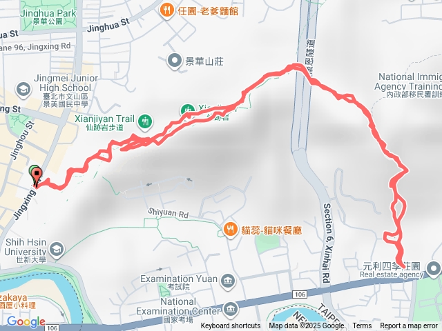 仙跡岩景興路261號登山口-景美山三角點-仙跡岩木柵路光輝路登山口折返路線