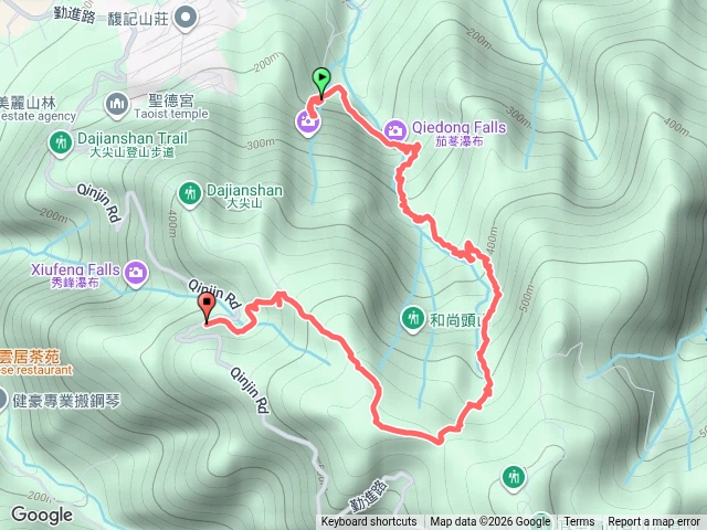 汐止大尖山瀑布第一層、茄苳瀑布、茄冬古道、天道清修院預覽圖