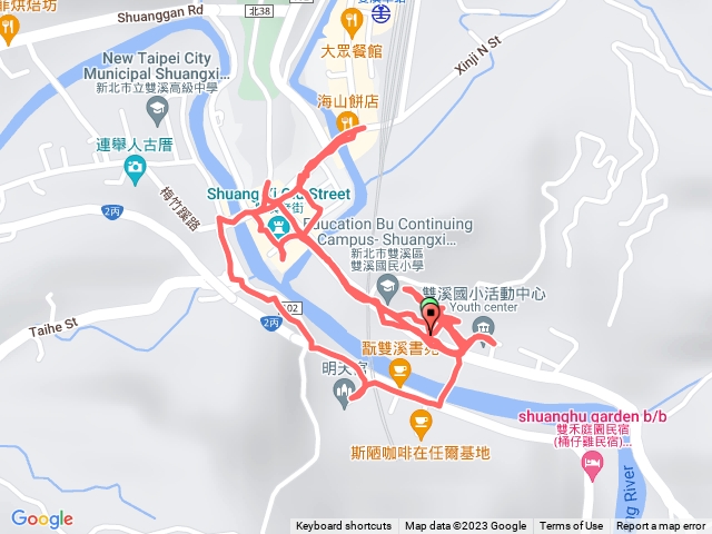 雙溪國小.共和大橋.翫雙溪書苑.過港隧道.雙溪高中.平林橋.保我黎民.雙溪市場.雙溪大橋.信利打鐵舖.長安街.東榮大橋.東和戲院遺址.三忠廟.林益和堂.周家古厝.雙溪匯流處渡船頭.泰昌街.注腳雙溪