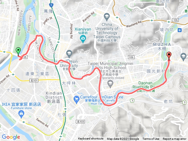 夜跑-秀朗橋→木柵道南橋。