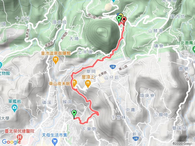 天母山→天母古道→白雲瀑布→陽明醫院舊址→陽明湖