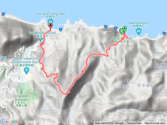 劍龍稜、鋸齒稜、半屏山腳、茶壺山連走，經索道下黃金瀑布