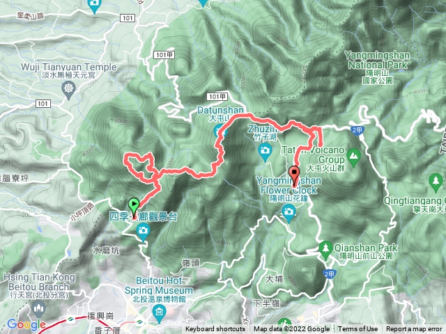 清天宮、向天池山、向天山、面天山、火燒山、大屯西南主峰、小油坑、竹子湖