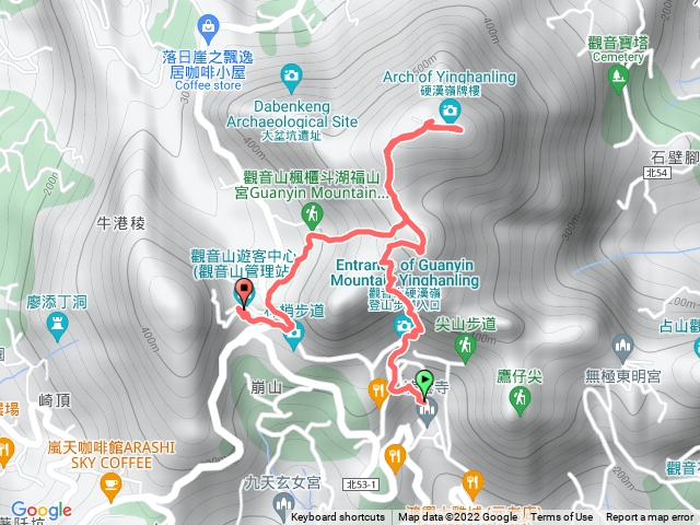 淩雲寺硬漢嶺入口-硬漢嶺石牌-觀音山遊客中心