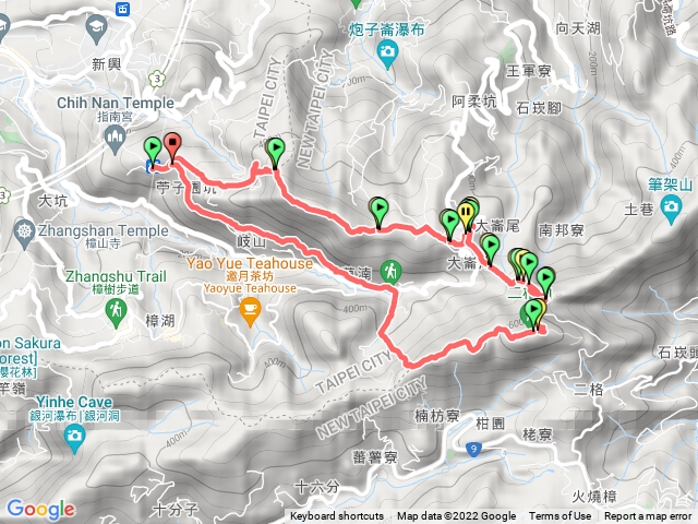 猴山岳步道→阿柔洋山→天南宮→二格山→南邦寮山→草湳大榕樹→岐山古道