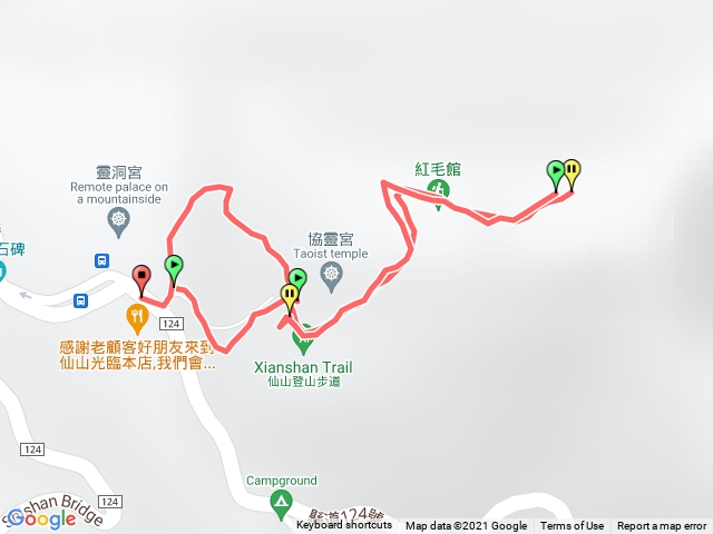 靈洞宮停車場→協靈亭→仙山→仙洞門→靈洞宮停車場