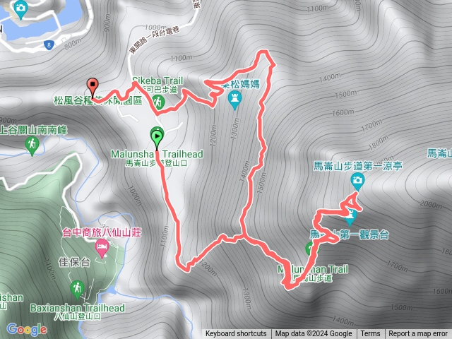 馬崙山八壯士登山口上，經馬崙山第一涼亭(無攻頂)，斯可巴步道下預覽圖