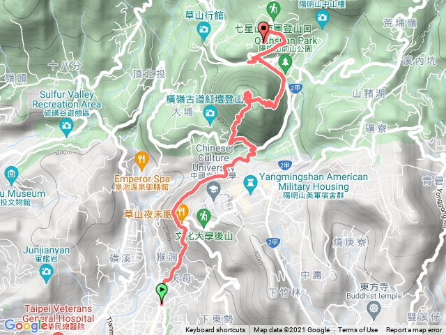 天母上紗帽山>下陽明山遊客中心