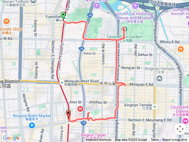圓山捷運站➡️台北玫瑰園➡️雙連捷運站