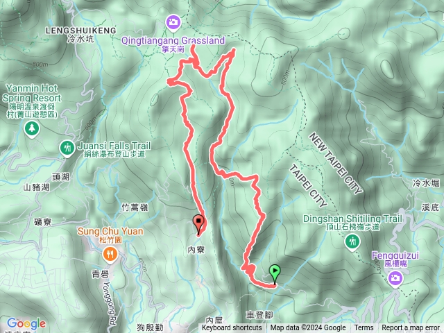 登峰水圳、荷蘭古道西線、嶺南山、內雙溪古道、後湖底山、內寮古道