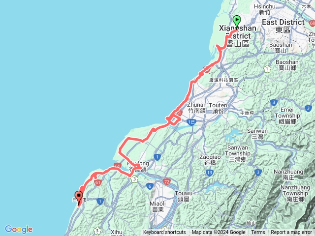 香山濕地-崎頂隧道-後龍好望角-白沙屯