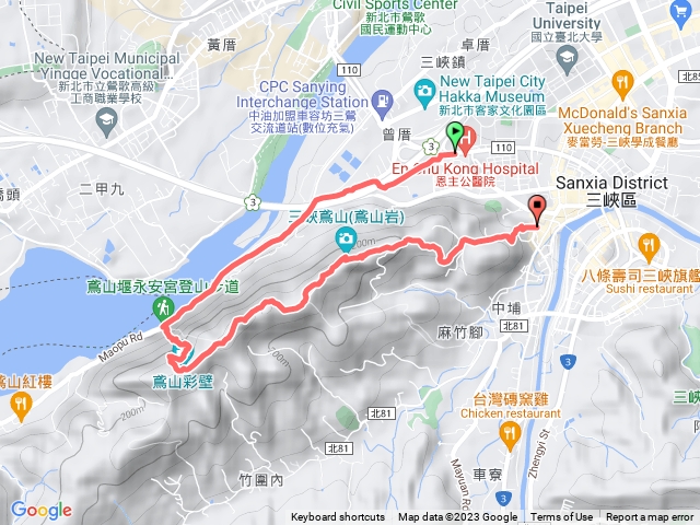 恩主公醫院-永安宮步道-鳶山大彩壁-鳶山-鳶山大鐘-三峽老街