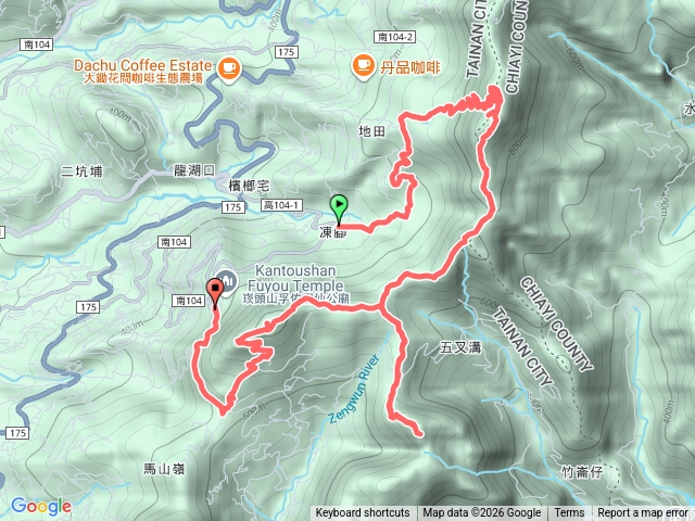 01__12.73km__凍腳站-山河巖(廟)-樟樹林-天池-大獅嶺-李子園山-小獅嶺-山河嶺-咖啡山-崁獅鞍部-獅額山-崁獅鞍部-咖啡山-獅尾嶺-茄苓九湖山-崁頭山-青山仙宮廟預覽圖