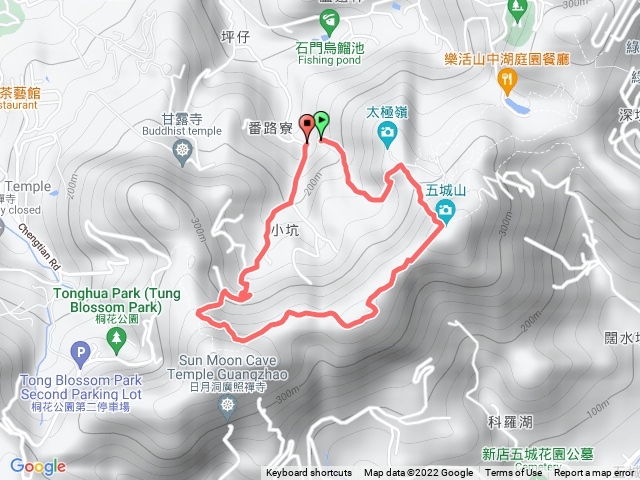 石門路70號步道入口-五城山-天上山縱走-天上山鞍部-從楊桃樹出口-產業道路-回70號步道入口