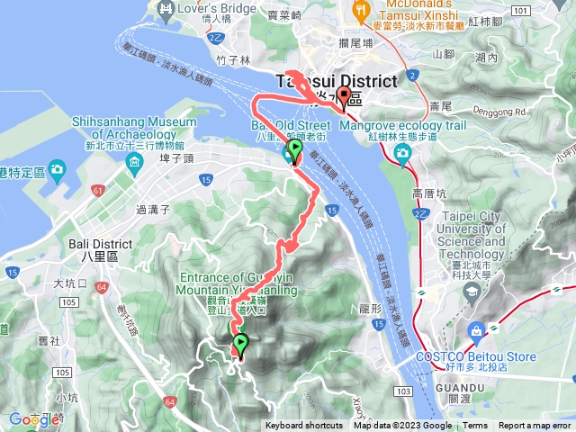 硬漢嶺-八里渡船碼頭-淡水老街