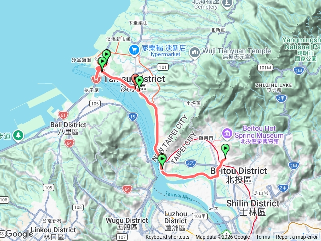 北投到淡江大橋，騎行加步行預覽圖