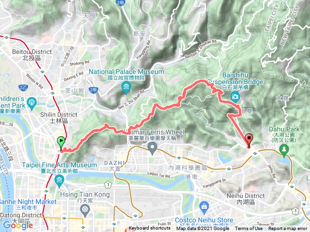 劍潭捷運站到白石湖吊橋