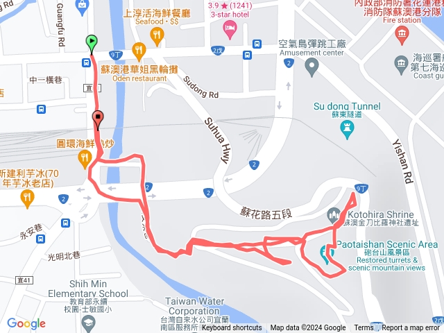 蘇澳砲台山風景區，蘇澳郵局，自強橋，天君廟，砲台，金刀比羅社碑