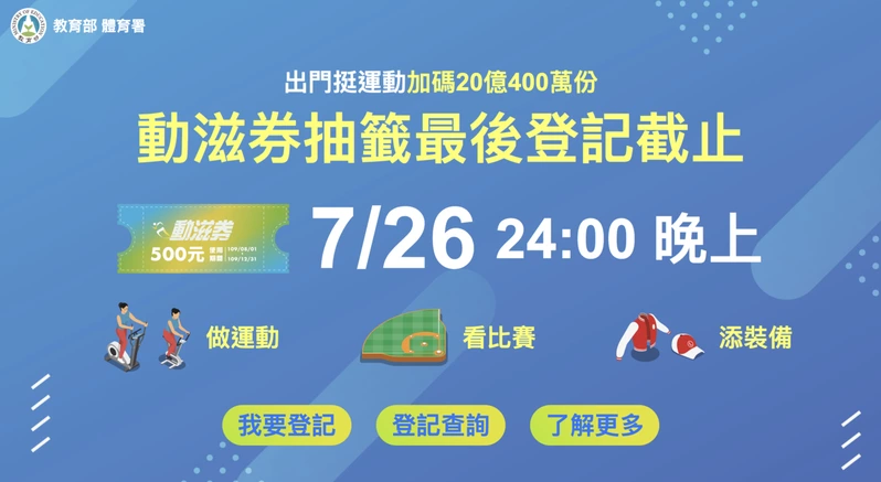 【新聞】動滋券今晚 24 時截止登記 沒中農遊券、藝 fun 券者別錯過！