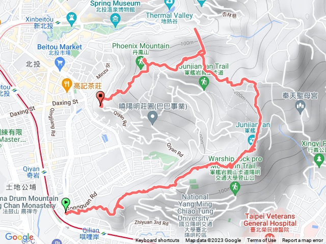 唭哩岸捷運-軍艦岩-丹鳳山步道口 (私人地，地主已封閉）U型路線