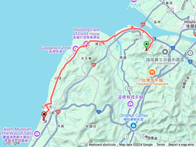 2024-12-17 後龍連走白沙屯─公司寮山登山口→公司寮山→同興老街→公司寮漁港→好望角→過港隧道→山邊媽祖宮→拱天宮→白沙屯火車站