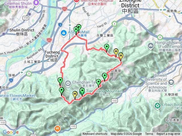 土城後山O型走（火焰山、三粒半、天上山、五城山、文筆山、五尖山、牛埔頭山、清水大尖山、內冷水坑山）預覽圖