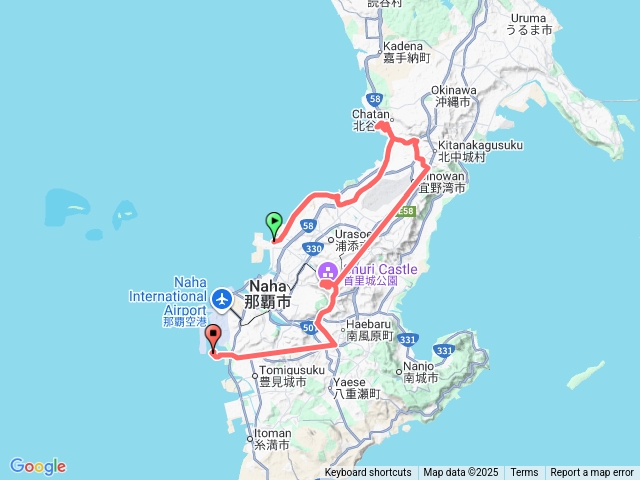 2025.10.09探索星號郵輪之旅岸上觀光沖繩軌跡