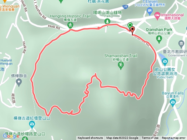 橫嶺古道上紗帽山土路下陽明湖