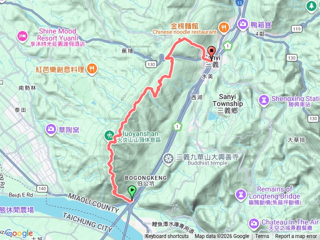 20260426 12歲芃威 苗栗三義 火慈縱走 火炎山 慈濟茶園 慈濟山 四月雪小徑 木雕博物館 搭Uber回起登點預覽圖