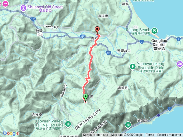 20251125貢寮-五叉路口-龍岡山新稜線-龍岡山-五酒桶山-大嶺古道-大石壁坑山-北峰-根帝宮-貢寮車站