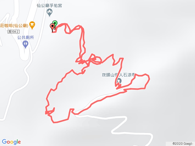 崁頭山步道右去左回環狀