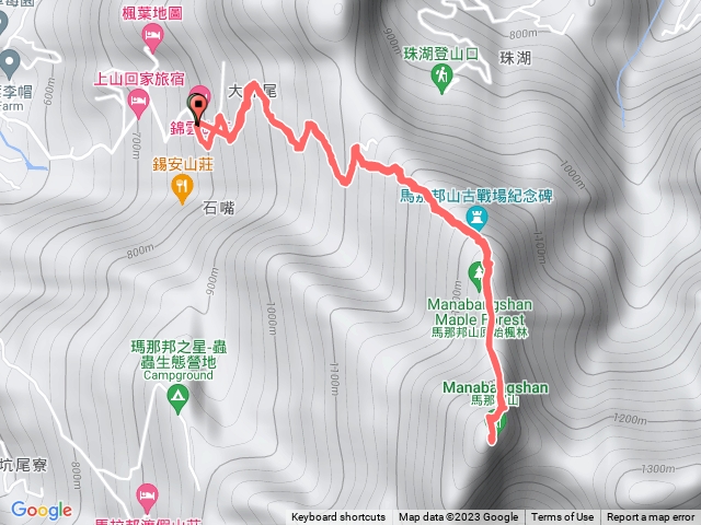 錦雲山莊上湖登山口到三角點