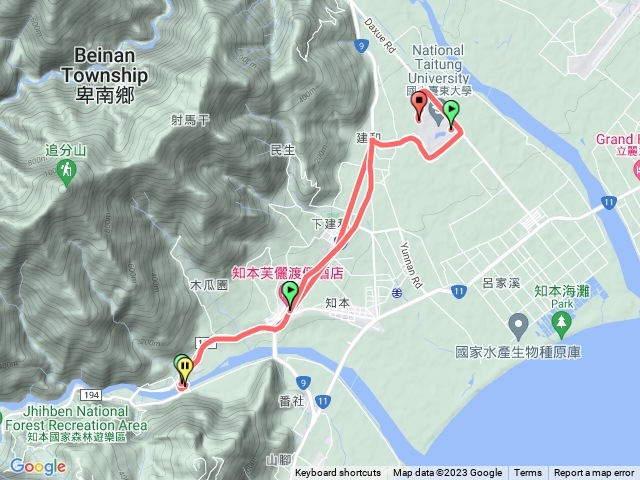 知本溪到台東大學