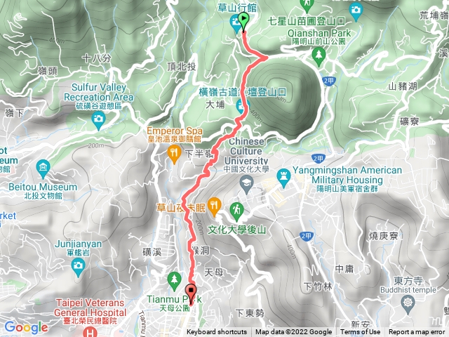 草山行館-橫嶺古道-半嶺古道-中山北路七段