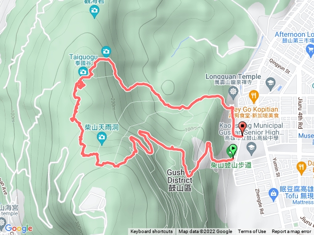 柴山北登山口進，龍泉禪寺出。