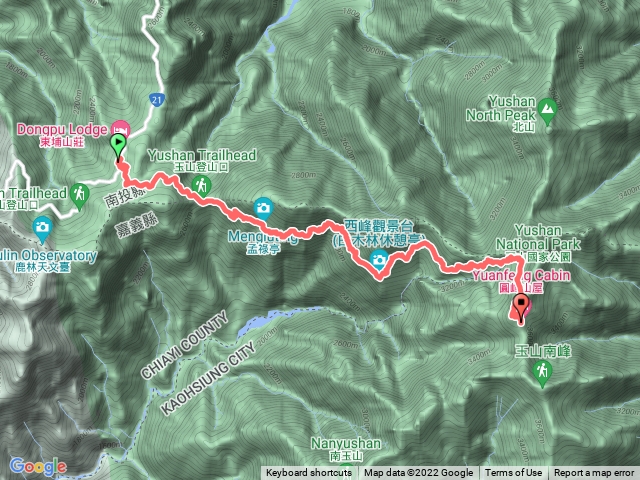 上東埔停車場~ 圓峰山屋 (順登玉山圓峰)