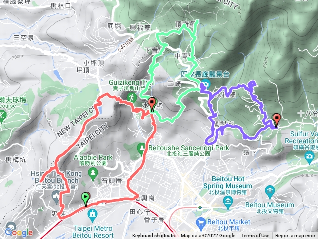 台北市北投  忠義山 嘎嘮別山 貴子坑 水磨坑古道 清天宮 頂青礐古道 下菁礐步道