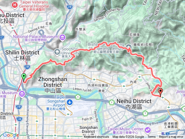 劍潭-碧山巖-鯉魚山-大溝溪生態園-大湖公園-白鷺鷥山-捷運葫洲站預覽圖