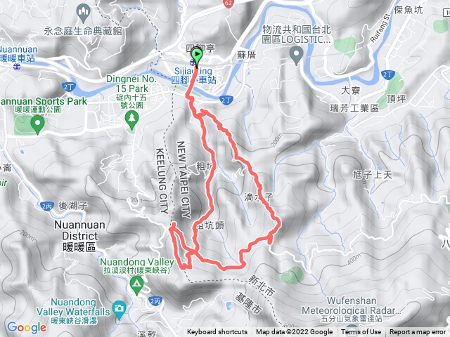 四腳亭火車站→滴水山古道→野牛7號龍門山→上天福安宮→粗坑頭山→滴水山→四腳亭火車站