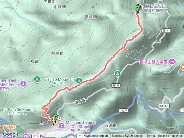 梅山龍興宮-馬鞍山-梨子腳山-太平山（雲嘉三峰）