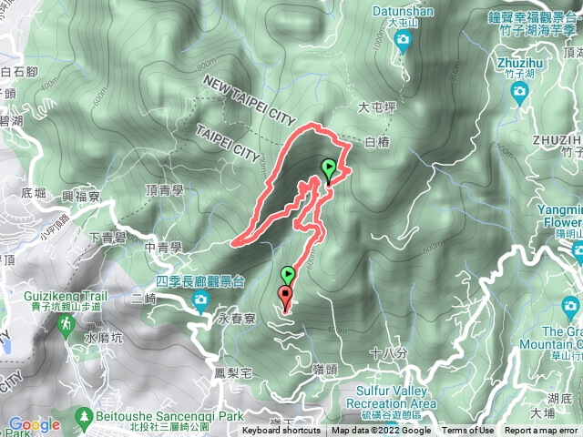 大屯南峰～大屯西峰~西南稜~山腰水管路~中正山停車場