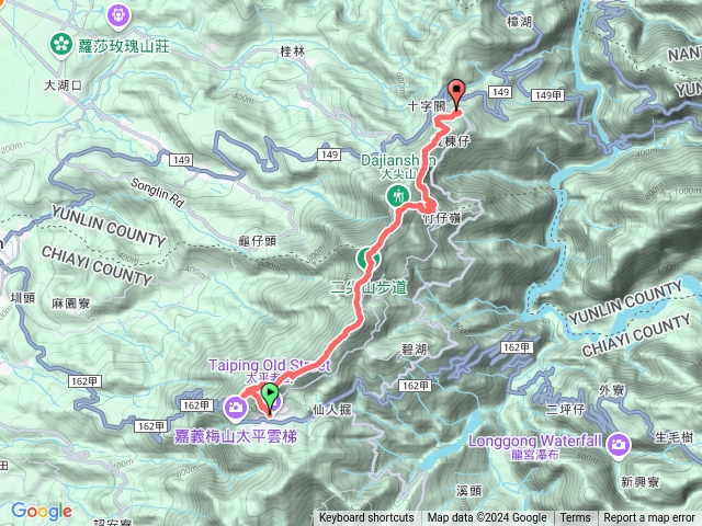 雲嘉七連峰（太平山西峰~太平山~梨子腳山~馬鞍山~雲嘉二尖山~雲嘉大尖山~後棟山）預覽圖