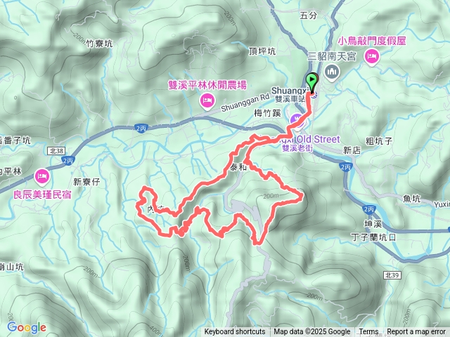 雙溪站-梅竹蹊山-內坑古道-麻竹坑山-內坑越嶺道-百二階古道-苕谷瀑布-蝙蝠山-泰和樓-雙溪車站預覽圖