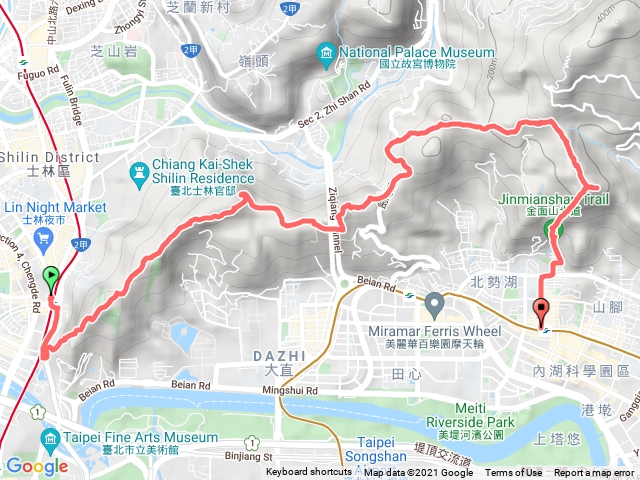 劍潭捷運站-老地方-文間山-金面山-西湖捷運站