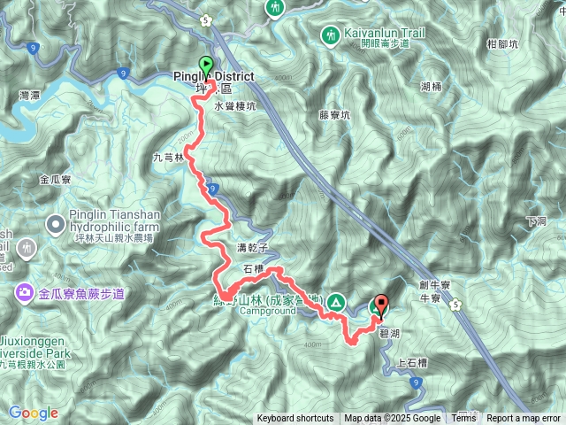 淡蘭南路第四段  坪林-台九線-鶯仔瀨路-清雲橋-𩻸魚堀溪步道-平堵橋-石𥕢保線道-綠野山林-碧湖保線道-碧湖二橋預覽圖